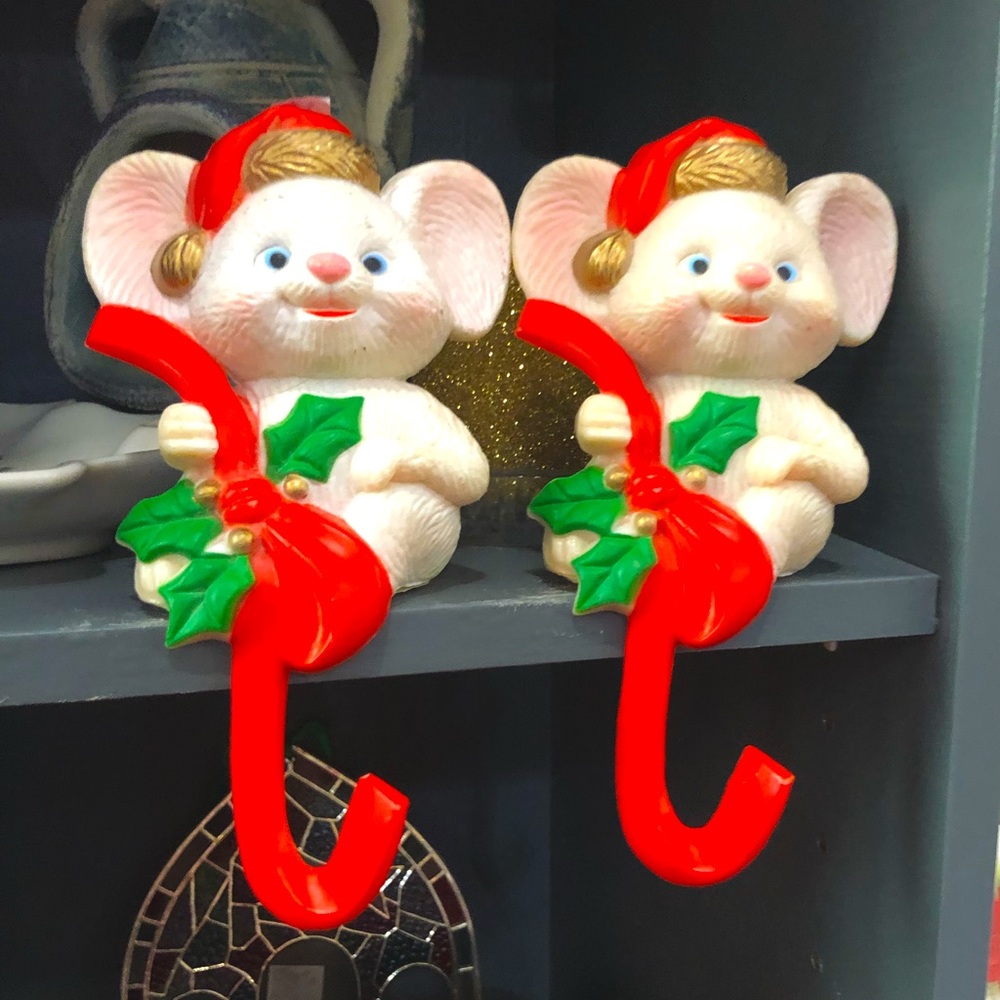 Pair of Vintage Mice Stocking Holders